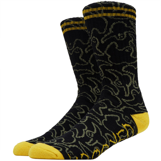 Multi Birds Krooked Socks Black/Olive/Yellow