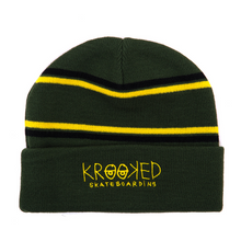  Krooked Eyes Krooked Cuff Beanie Dark Green/Black/Yellow