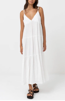  Classic Tiered Midi Dress White